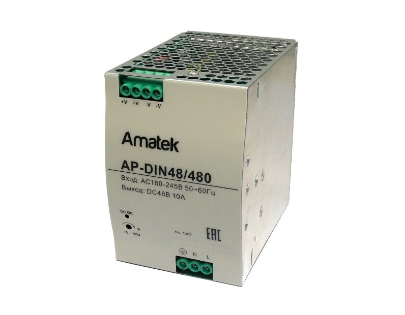Блок питания 48В / 10А / 480Вт стабилизированный Amatek AP-DIN48/480