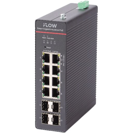 Коммутатор iFlow F-SW-IM612HPOE-PM-8G4GO 8xPoE 307 Вт 4xSFP промышленный